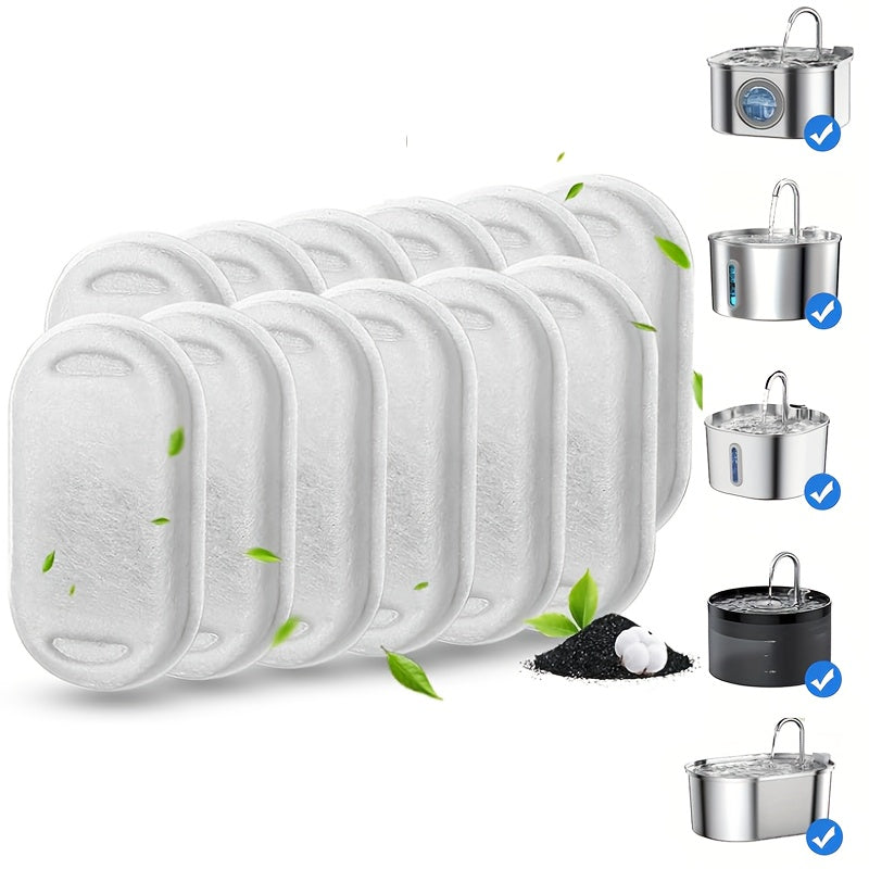 12/24/30/48pcs Cat Water Fountain Filter - Automatic Pet Water Dispenser with 3-Stage Filtration System, No Electricity Needed, Compatible with Stainless Steel Fountains for Clean Drinking Water, Sleek Filter Design, Durable