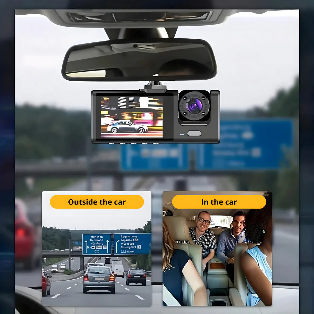 Car DVR 3-Channel — Full HD 1080P for Complete Road Safety