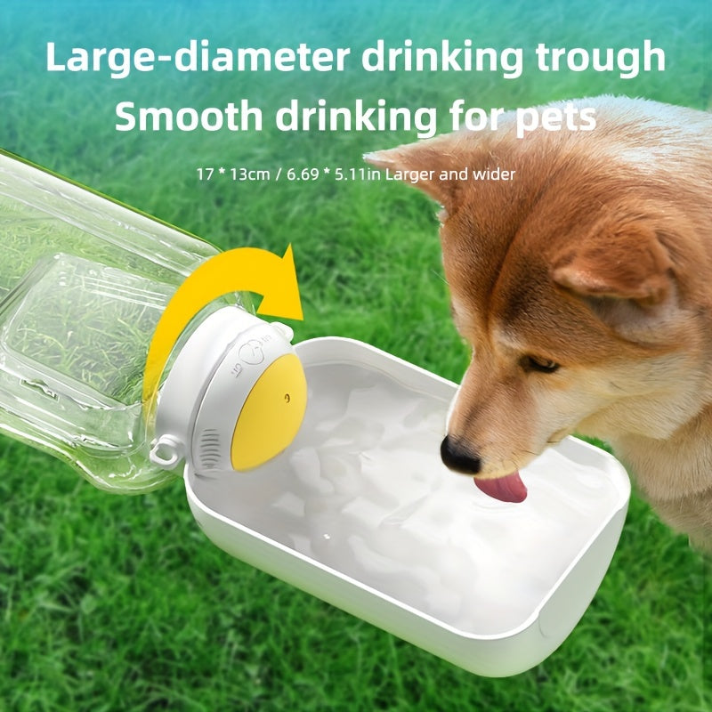 1PC Multi-Purpose Polycarbonate Dog Water Bottle with Integrated Bowl, 1000ml Water & 300ml Food Capacity, Retractable Shoulder Strap for Travel and Walking