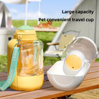 1PC Multi-Purpose Polycarbonate Dog Water Bottle with Integrated Bowl, 1000ml Water & 300ml Food Capacity, Retractable Shoulder Strap for Travel and Walking