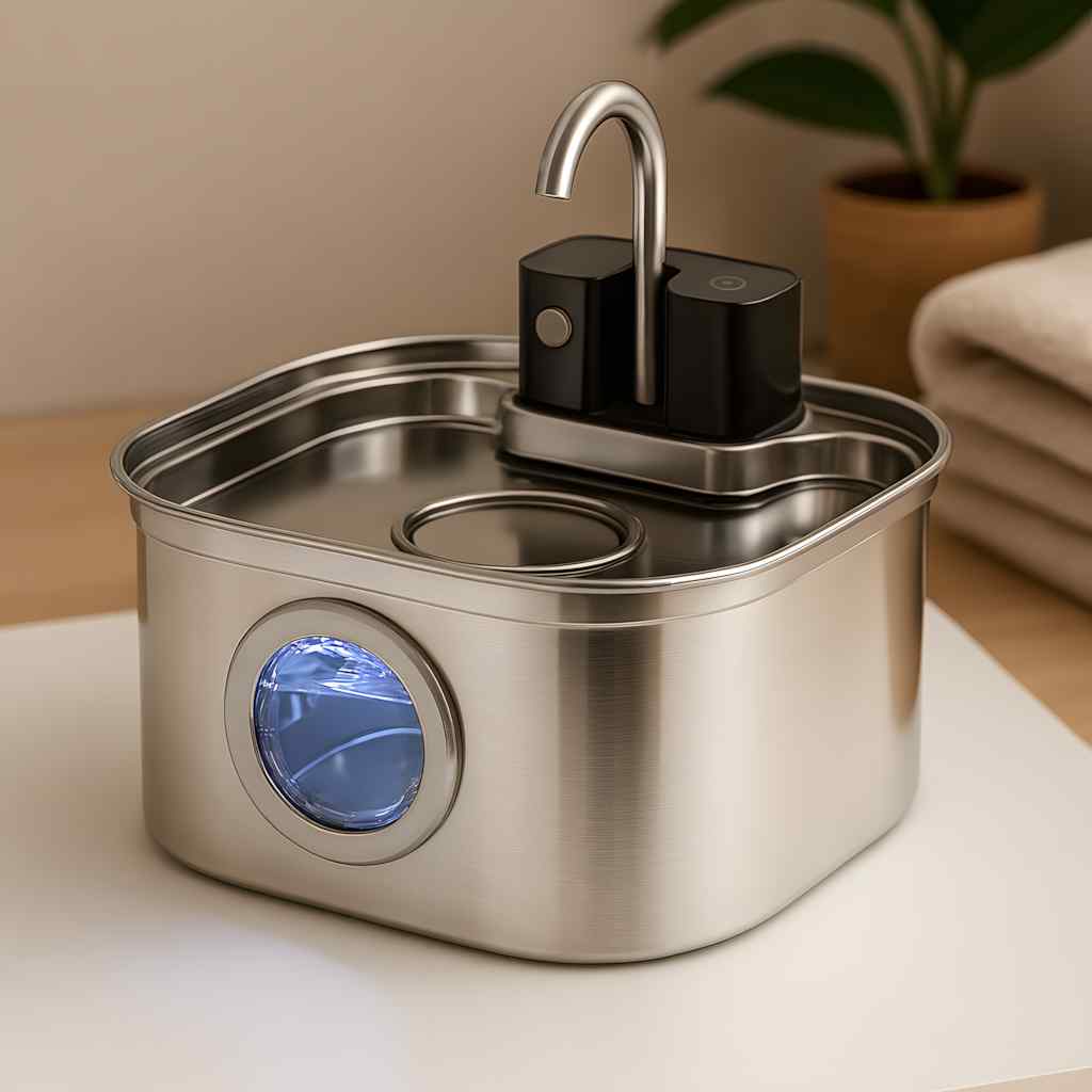 AquaFlow Wireless Stainless Steel Cat Fountain