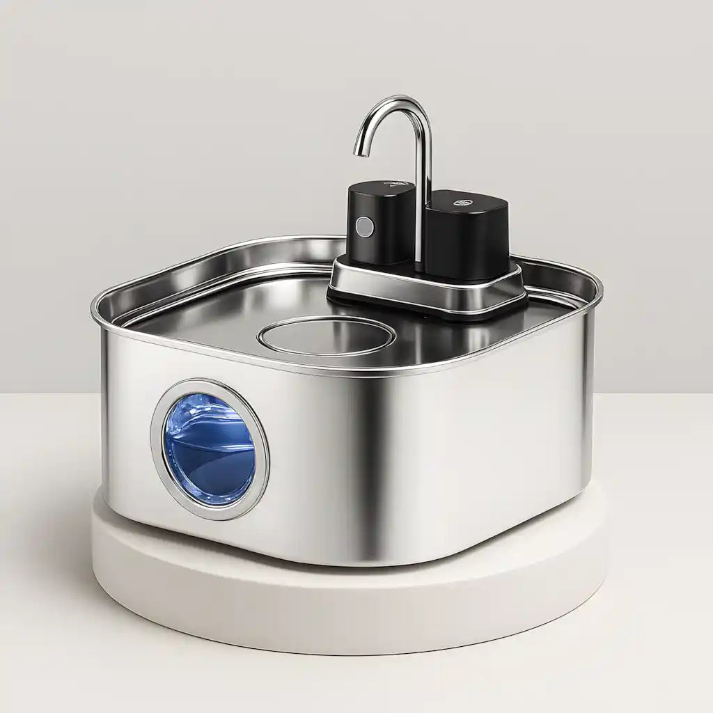 AquaFlow Wireless Stainless Steel Cat Fountain