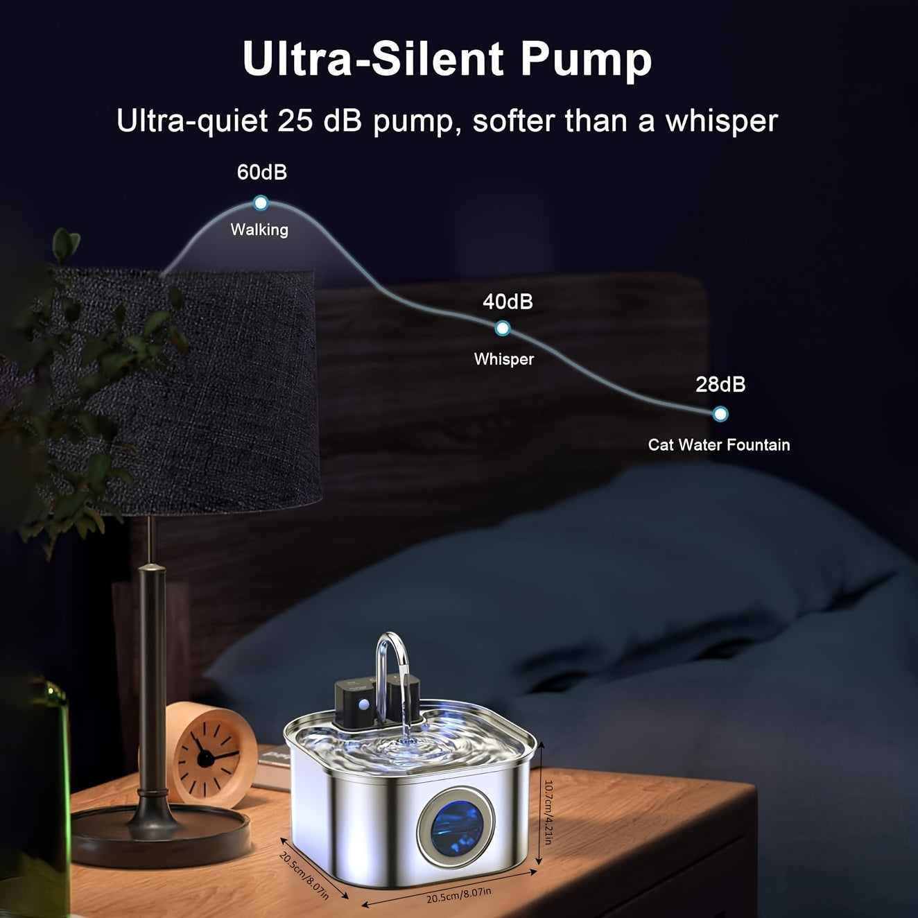 Automatic Wireless Cat Water Fountain - Stainless Steel Pet Drinking Fountain, USB/Battery Powered (18650 Lithium Battery), Large 3.2L/108oz Capacity, Spill-Proof Design, No Filter Needed, for Indoor Cats - Ideal Gift for Pet