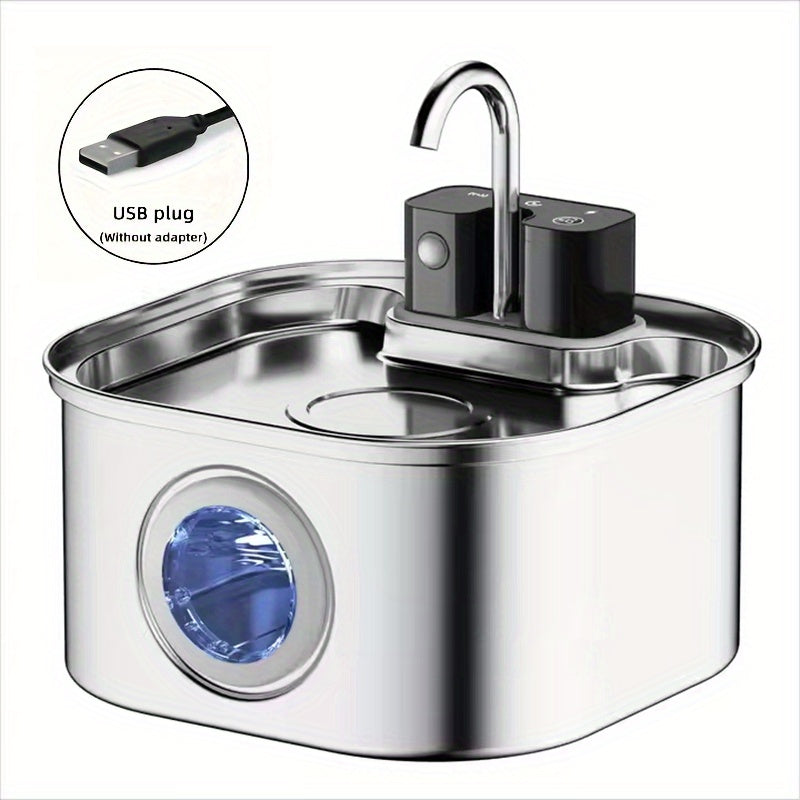 Automatic Wireless Cat Water Fountain - Stainless Steel Pet Drinking Fountain, USB/Battery Powered (18650 Lithium Battery), Large 3.2L/108oz Capacity, Spill-Proof Design, No Filter Needed, for Indoor Cats - Ideal Gift for Pet