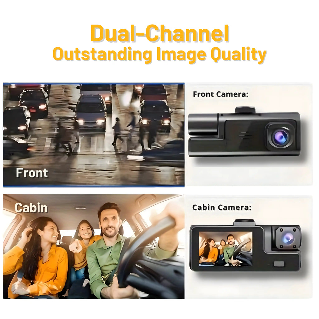 Car DVR 3-Channel — Full HD 1080P for Complete Road Safety