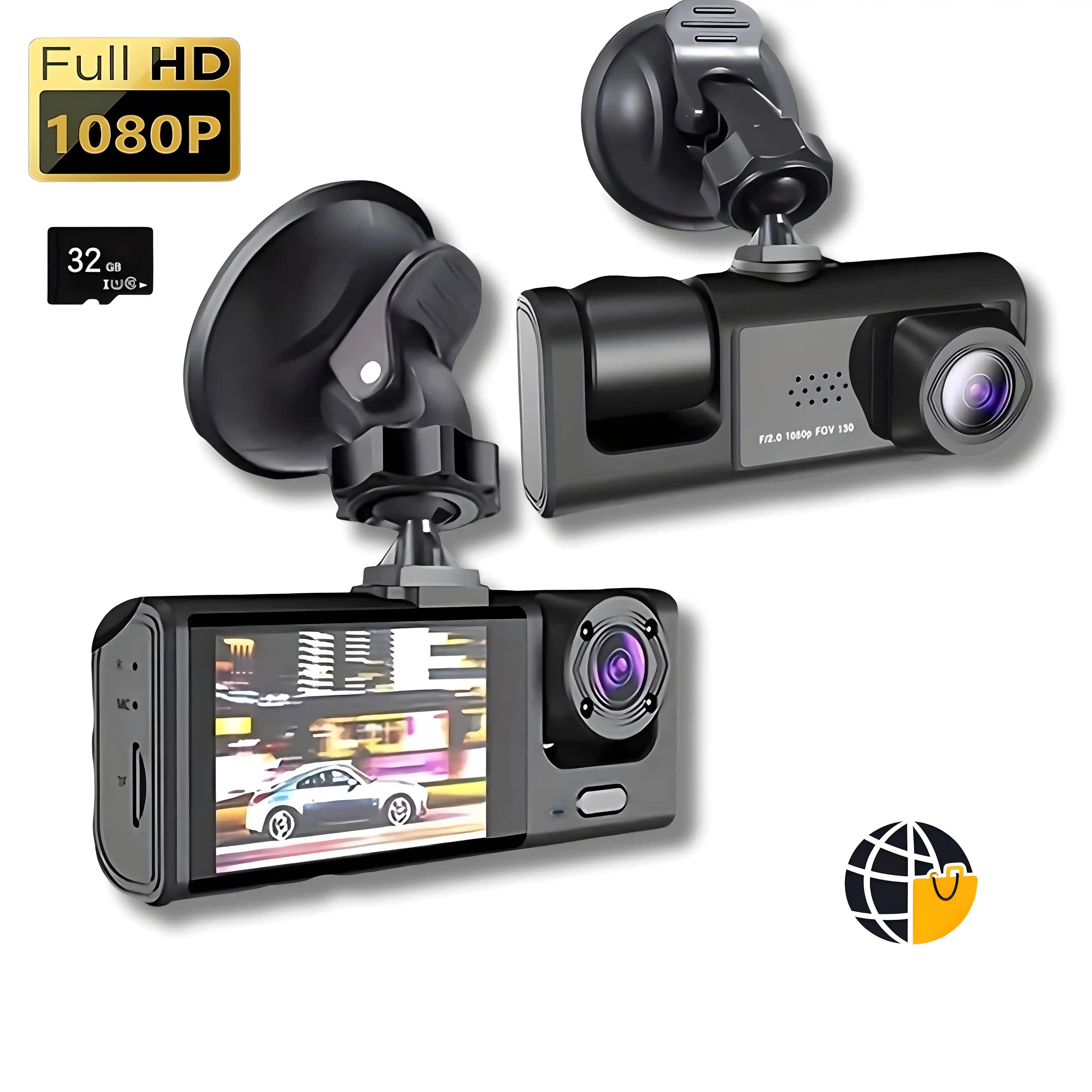 Car DVR 3-Channel — Full HD 1080P for Complete Road Safety